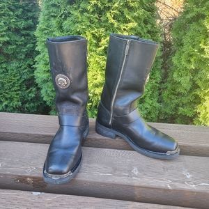 Harley-Davidson Willie G Black Leather Riding Boots Size 9 skull hardware